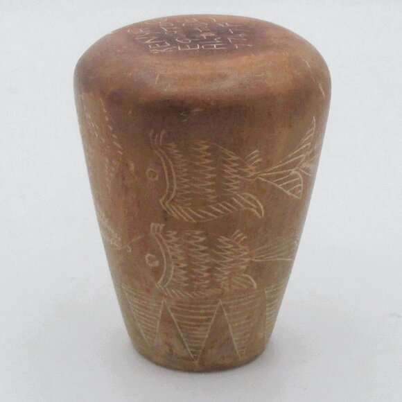 Kenyan Hand-Carved Fish Design Wooden Vase Equator Altitude 7747T 3" - Picture 2 of 5